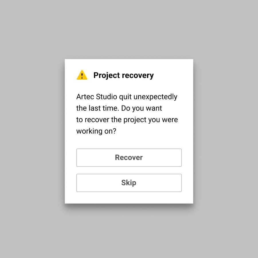 Quickly restore unsaved projects